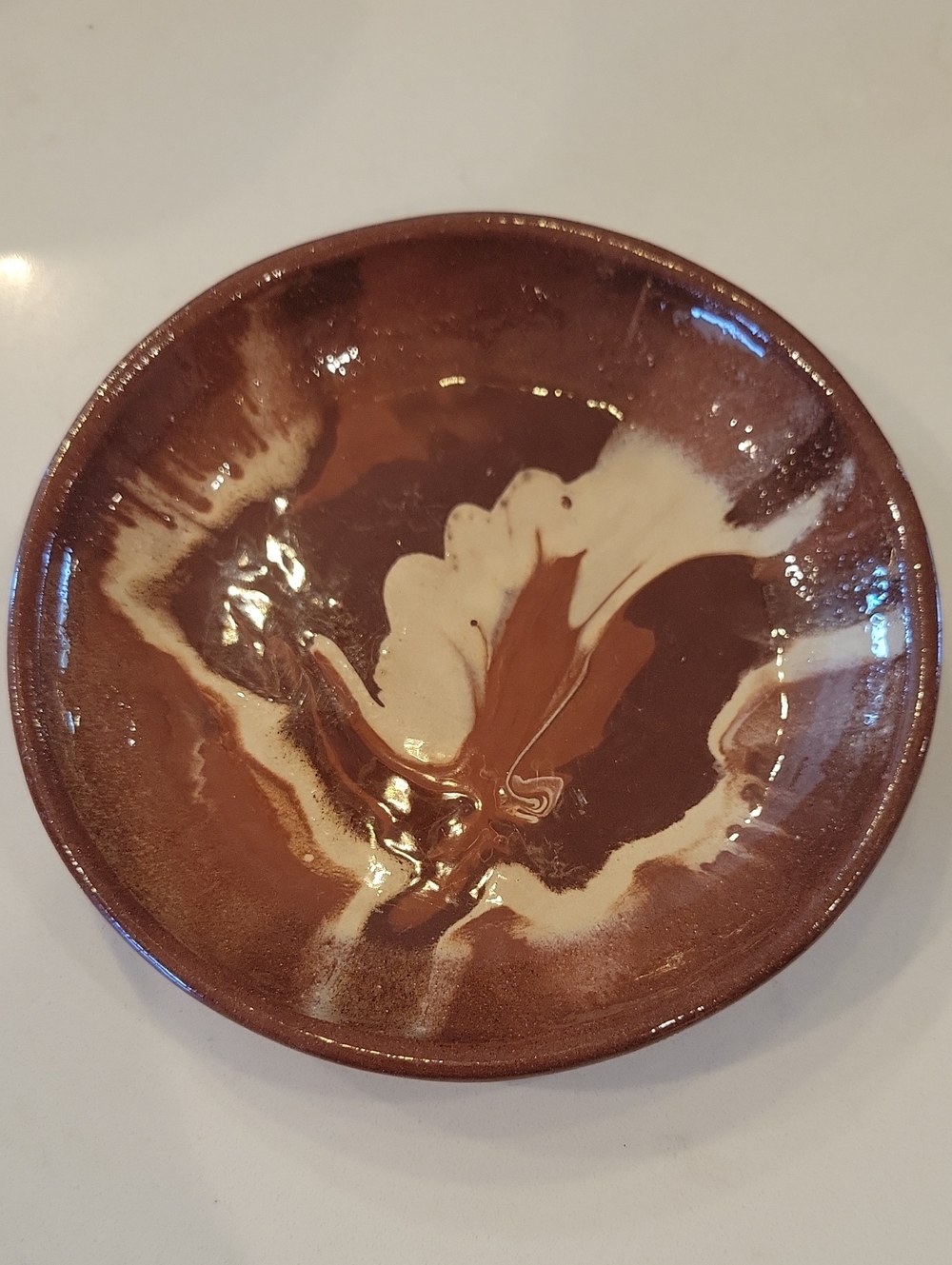 Vintage Montana Pottery Brown and Cream Swirl Plate